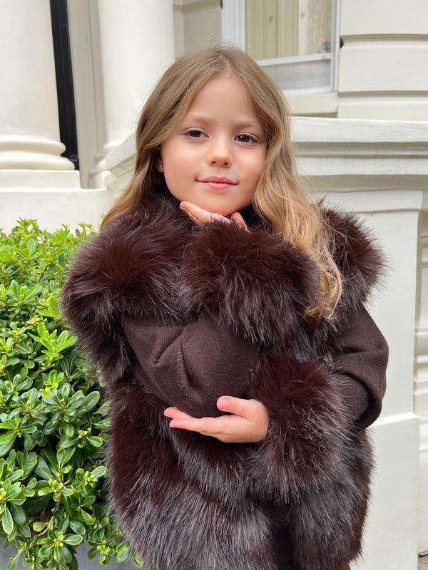 Childrens Chocolate Snap Band Premium Faux Fur Cuffs