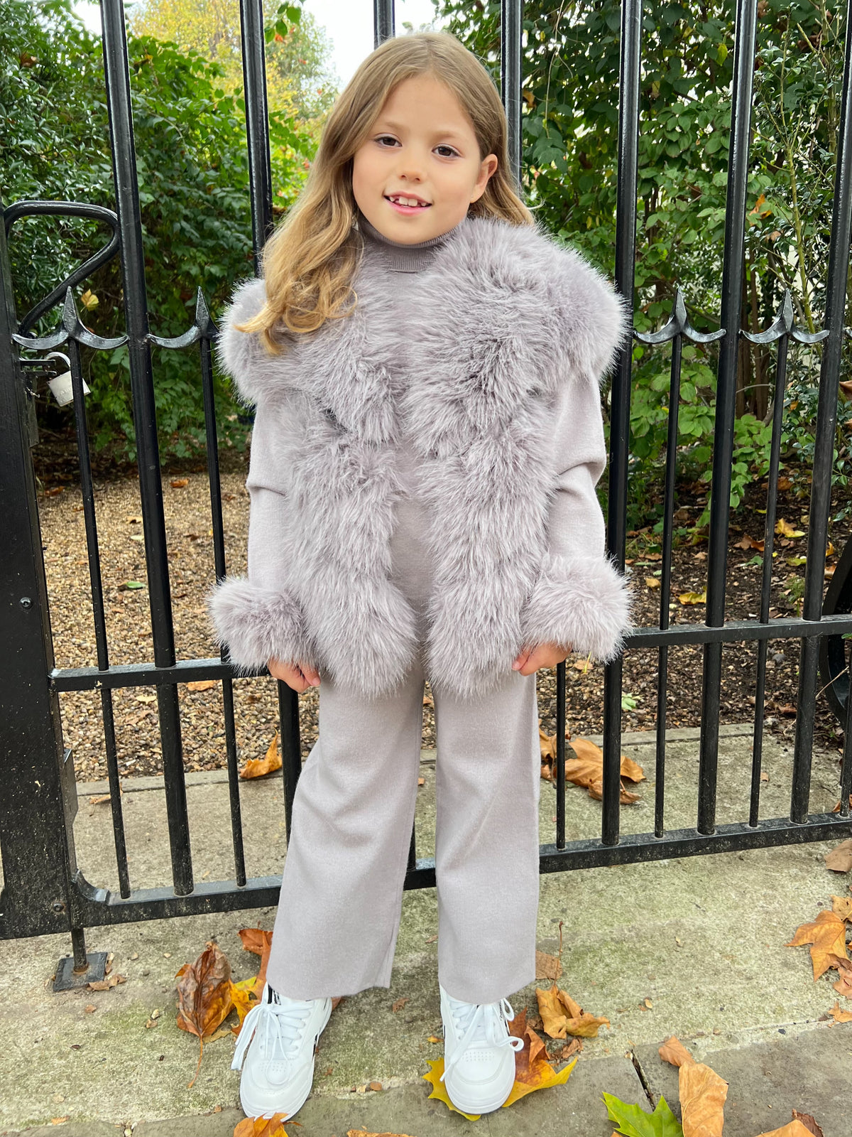 Light Grey Premium Faux Fur Short Gilet