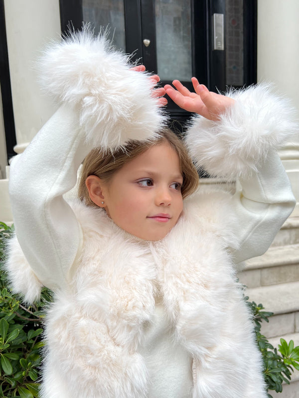Childrens Cream Snap Band Premium Faux Fur Cuffs