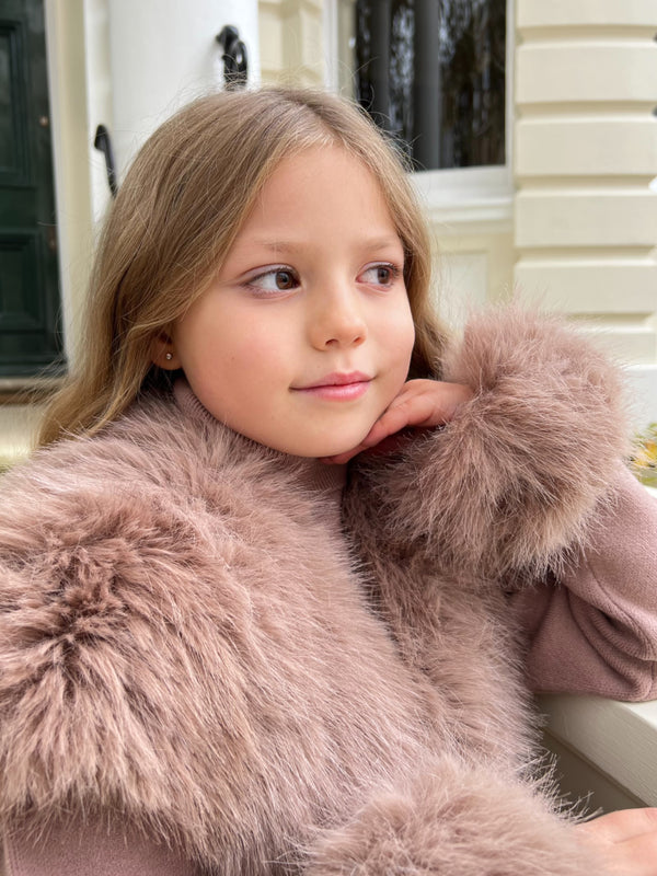 Childrens Taupe Snap Band Premium Faux Fur Cuffs