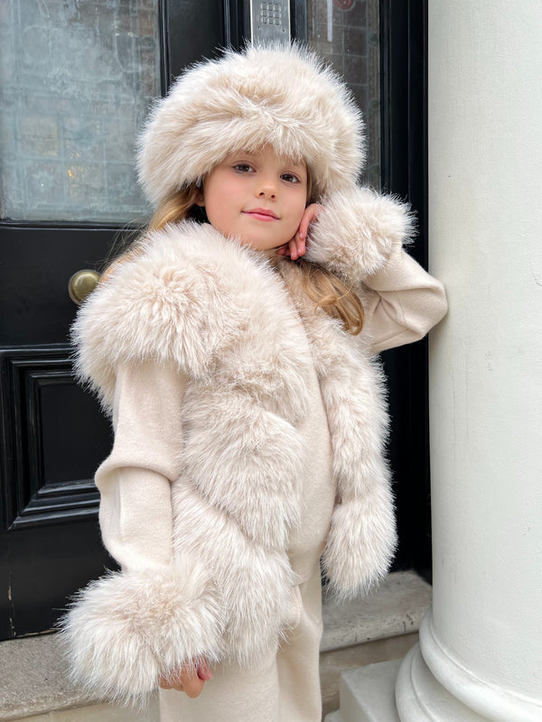 Childrens Light Beige Premium Faux Fur Short Gilet