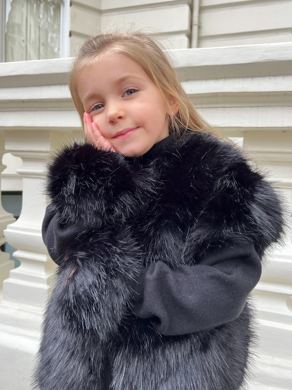 Childrens Black Snap Band Premium Faux Fur Cuffs
