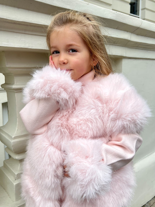 Childrens Baby Pink Snap Band Premium Faux Fur Cuffs