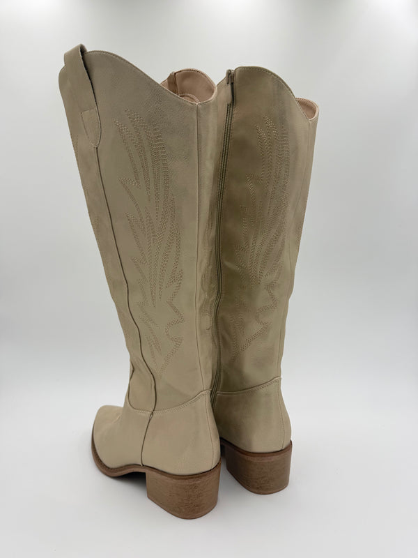 Light Gold Knee High Cowboy Boots in Light Gold / 36/3 - HL London