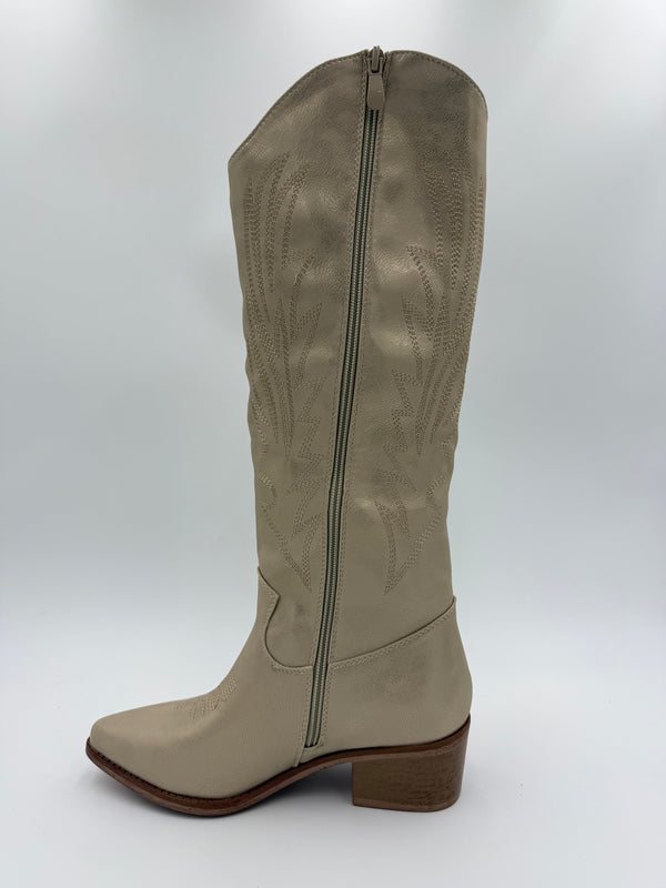 Light Gold Knee High Cowboy Boots in Light Gold / 36/3 - HL London
