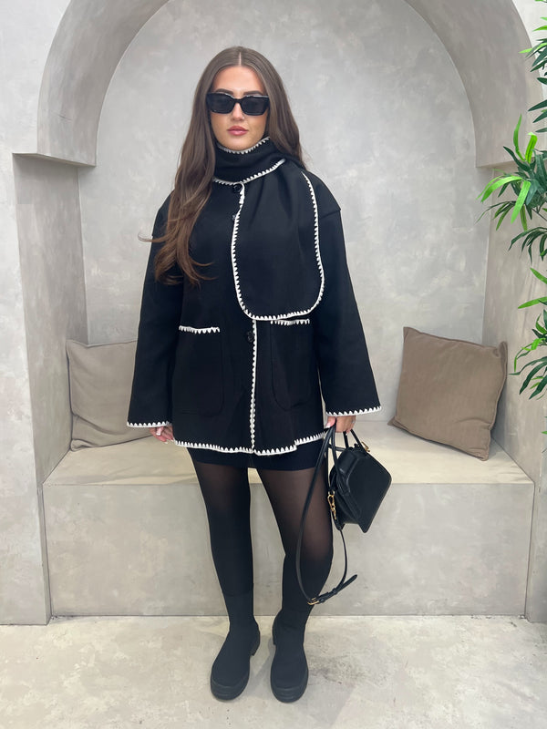 Scallop Trimmed Jacket With Matching Scarf