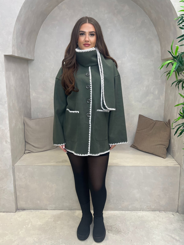 Scallop Trimmed Jacket With Matching Scarf