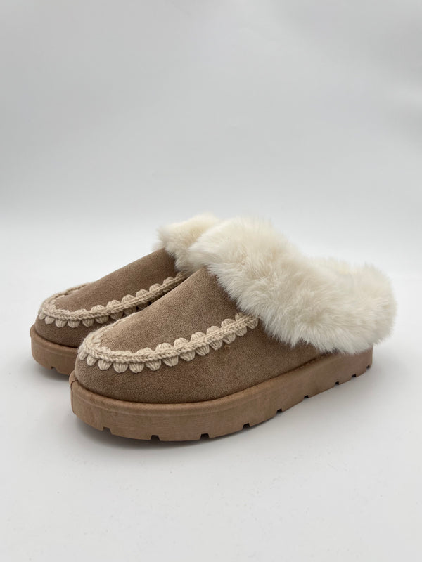 Dark Beige Moccasin Style Slip on Shoe in Dark Beige / 3/36 - HL London
