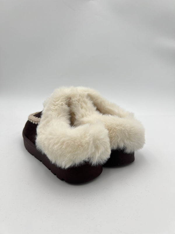 Chocolate Moccasin Style Slip on Shoe in Chocolate / 3/36 - HL London