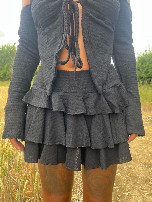 HALLIE | Black Layered Skirt - HL London