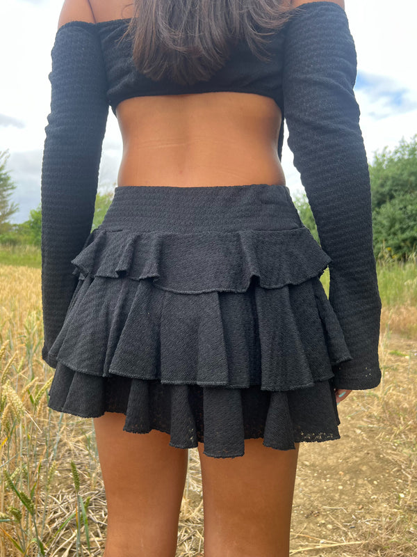 HALLIE | Black Layered Skirt - HL London