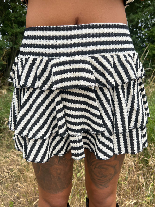 HALLIE | Black Stripe Layered Skirt - HL London