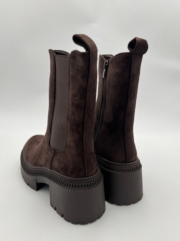 Chocolate Faux Suede Chelsea Boot in Chocolate / 3/36 - HL London