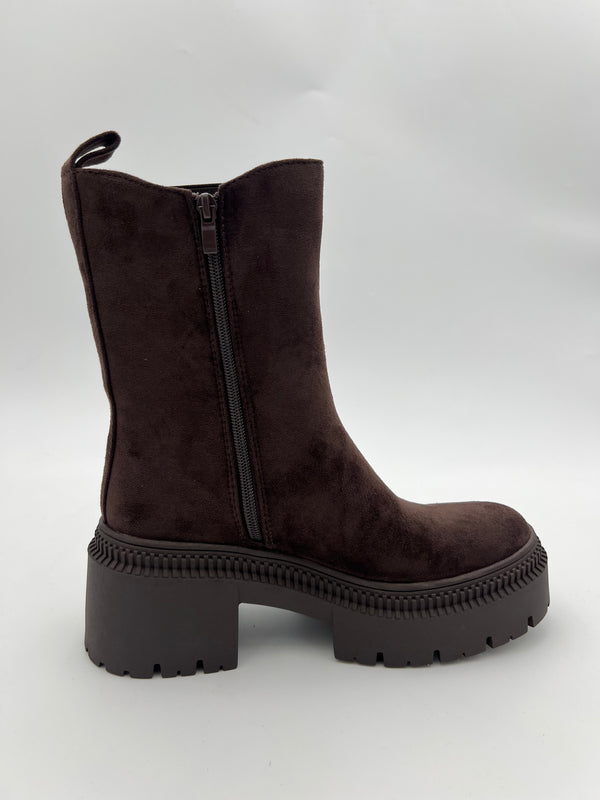 Chocolate Faux Suede Chelsea Boot in Chocolate / 3/36 - HL London