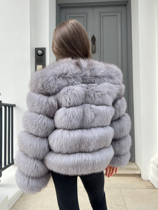 Childrens Dark Grey Luxury Fur Coat