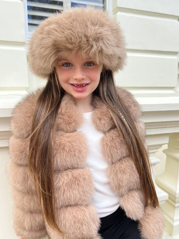 Childrens Tan Luxury Fur Adjustable Headband