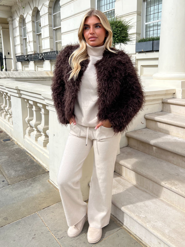 Chocolate Faux Fur Mongolian Coat