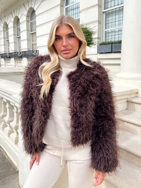 Chocolate Faux Fur Mongolian Coat