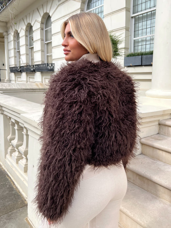 Chocolate Faux Fur Mongolian Coat