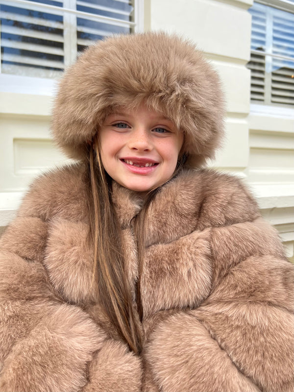 Childrens Tan Luxury Fur Adjustable Headband