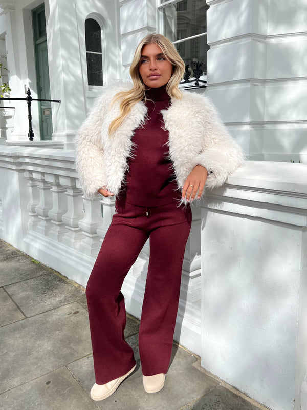 Beige Faux Fur Mongolian Coat