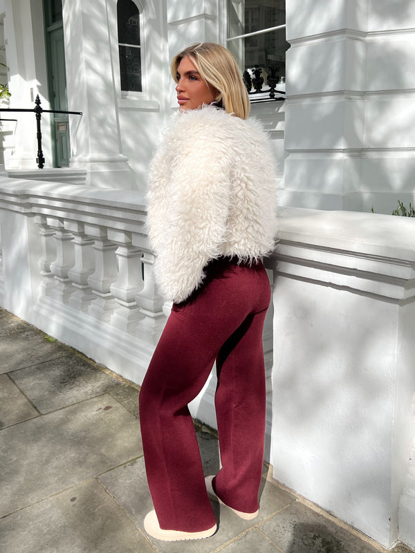 Beige Faux Fur Mongolian Coat