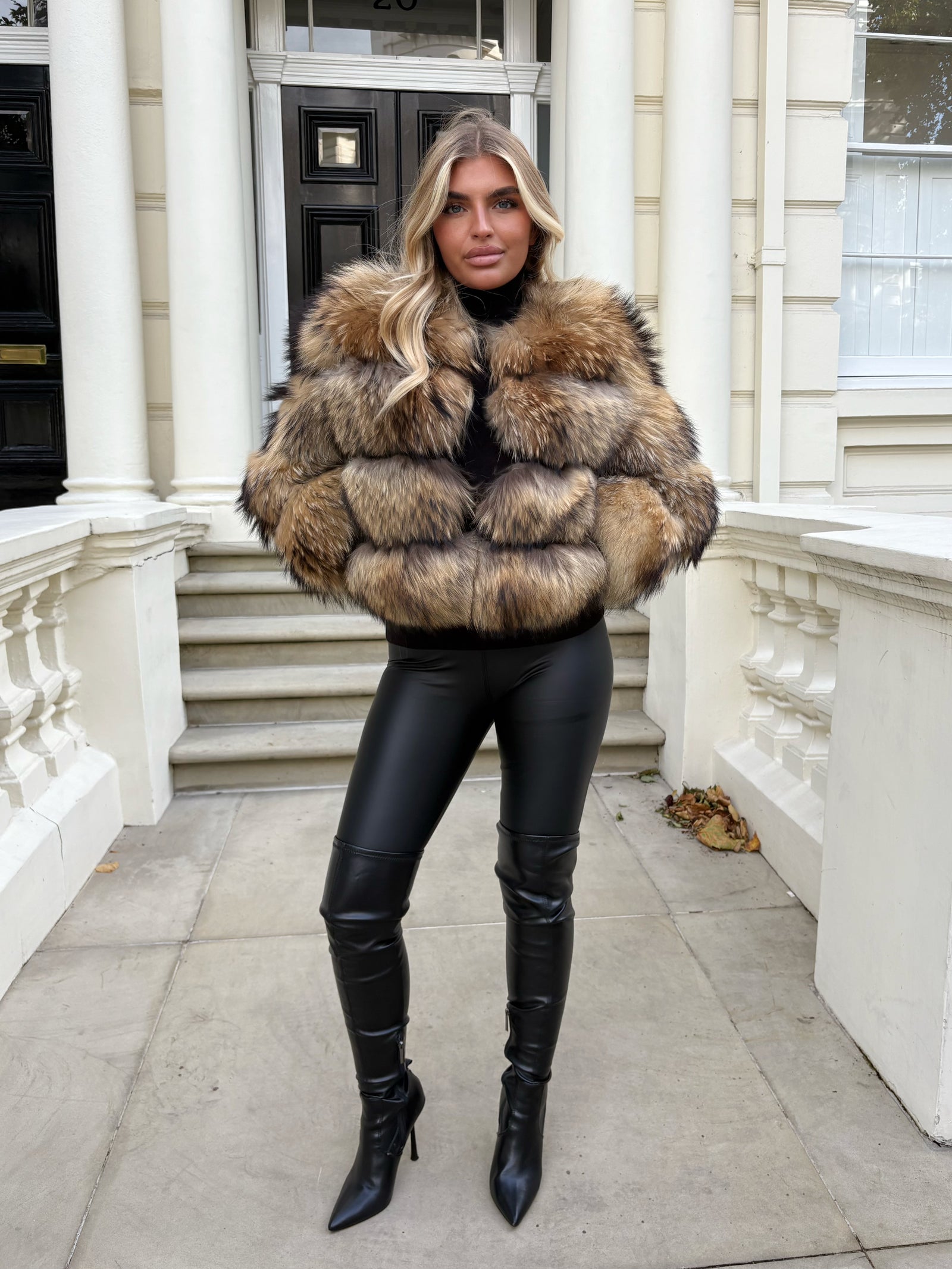 Natural Luxury Fur 4 Row Cropped Sleeve Jacket