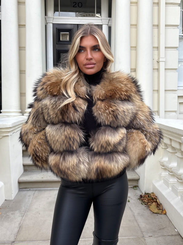 Natural Luxury Fur 4 Row Cropped Sleeve Jacket