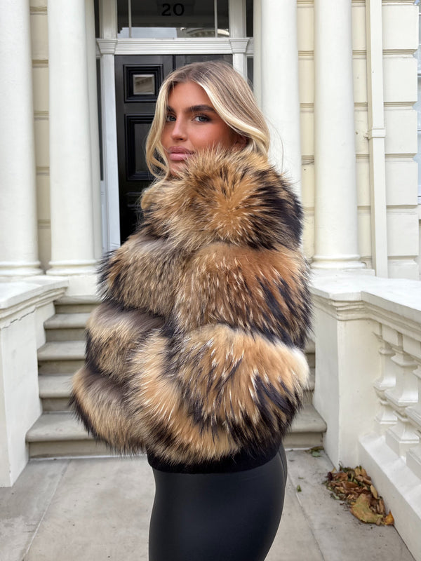 Natural Luxury Fur 4 Row Cropped Sleeve Jacket