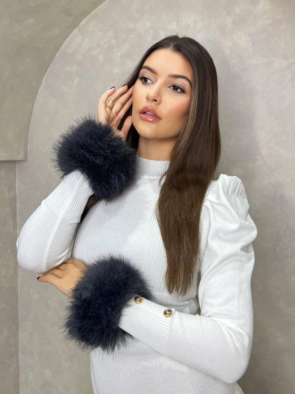 Charcoal Snap Band Premium Faux Fur Cuffs
