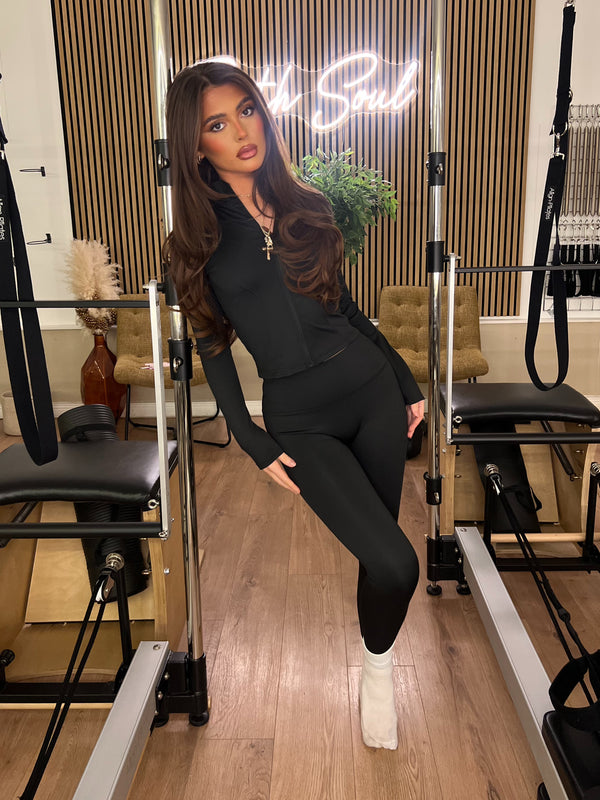 Black Zip Jacket & Legging Gym Set