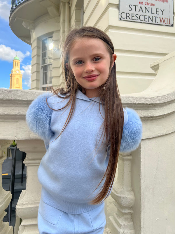 Childrens Baby Blue Luxury Fur Tracksuit