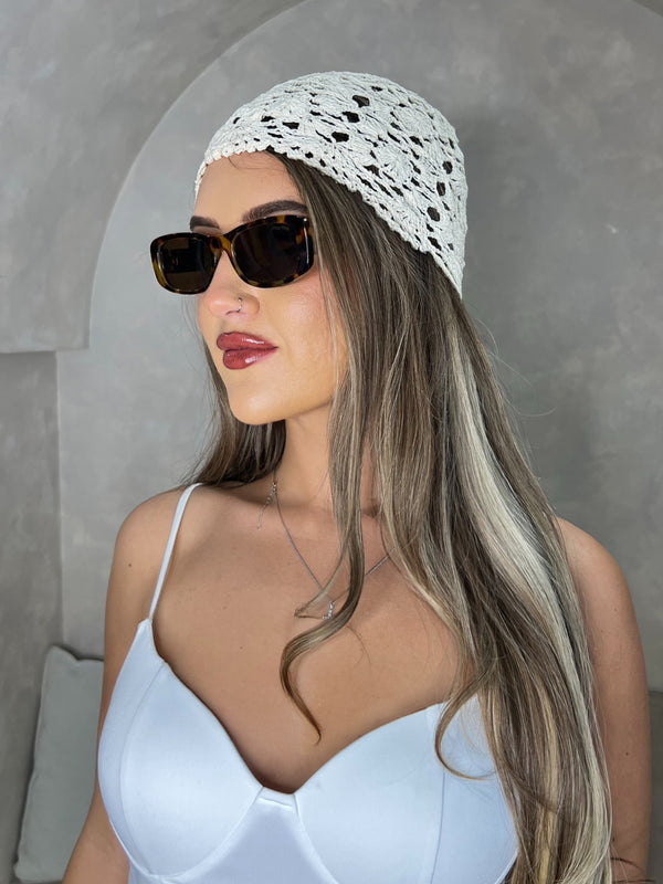 Cream Crochet Skull Cap - HL London