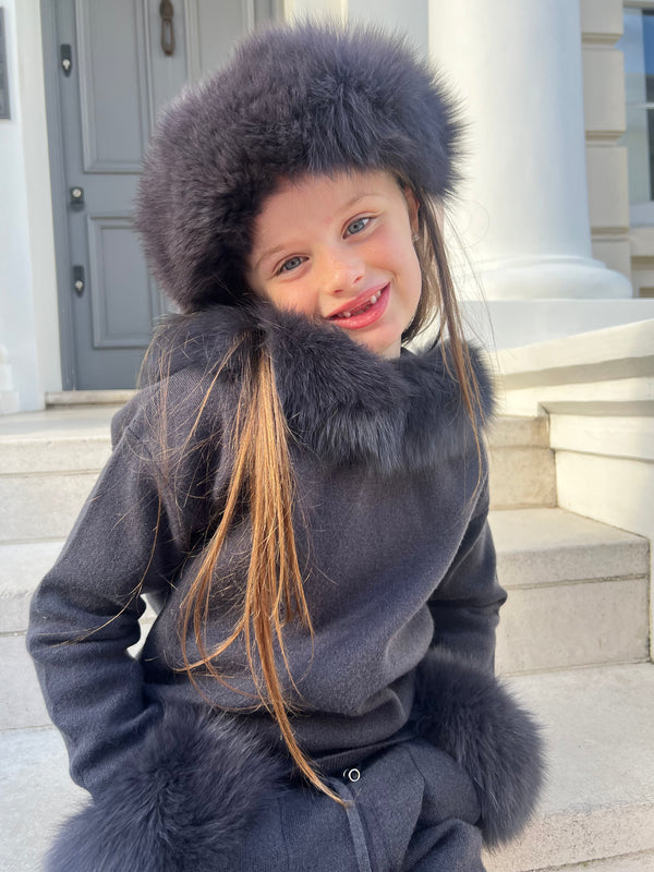 Babies Charcoal Luxury Fur Headband