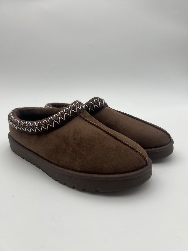 Brown Suede Style Backless Slippers in Brown / 36/3 - HL London