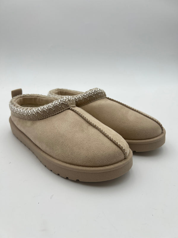 Dark Beige Suede Style Backless Slippers in Dk Beige / 36/3 - HL London