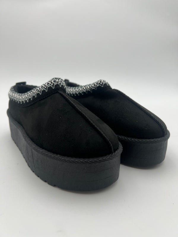Black Backless Platform Slipper in Black / 36/3 - HL London