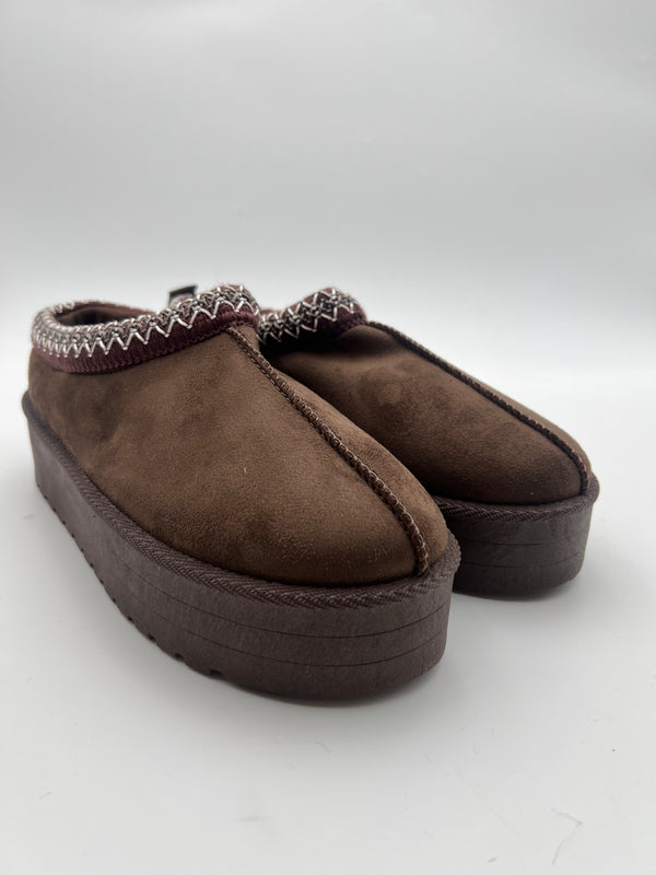 Brown Backless Platform Slipper in Brown / 36/3 - HL London