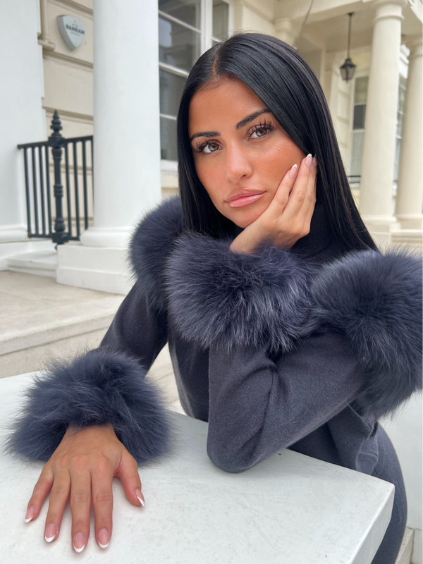 Charcoal Snap Band Luxury Fur Cuffs