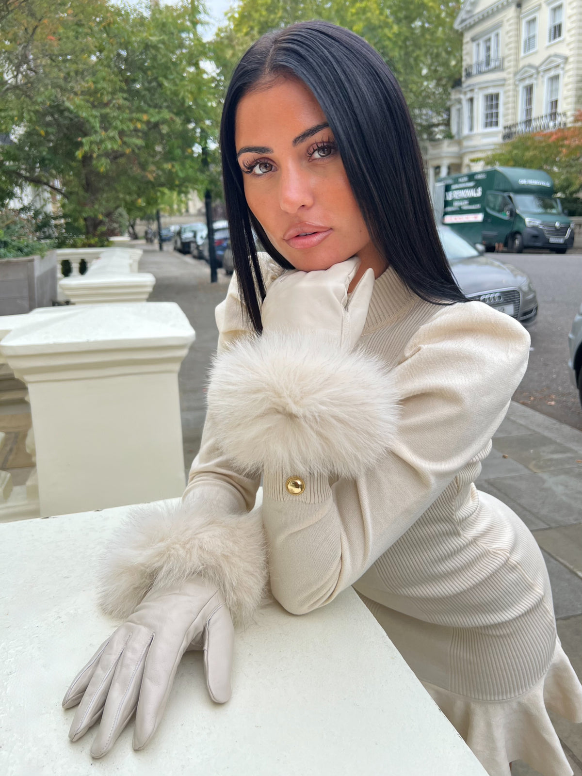 Luxury Fur Leather Gloves