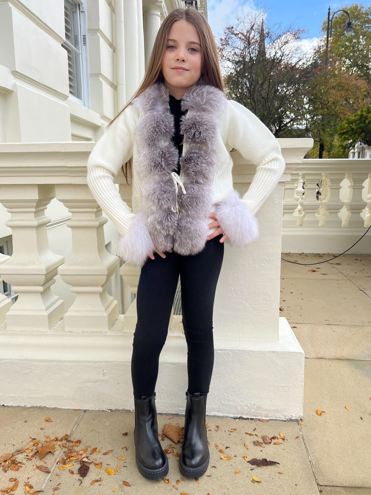 Cream Two Tone Luxury Fur Cardigan