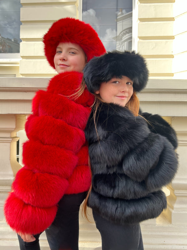 Childrens Red Luxury Fur Headband