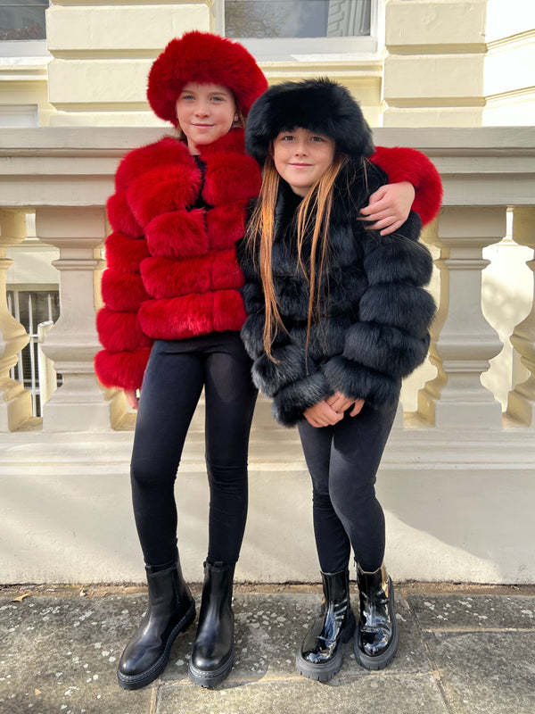 Childrens Black Luxury Fur Headband