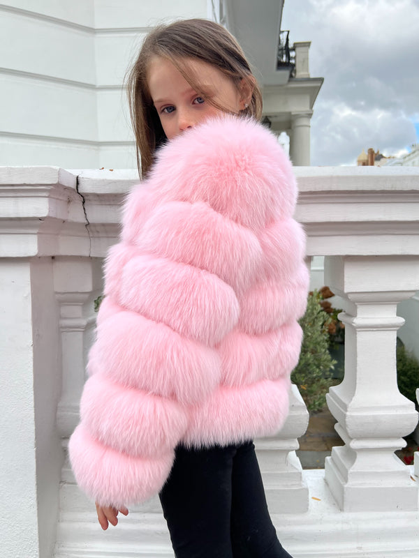 Childrens Baby Pink Luxury Fur Coat