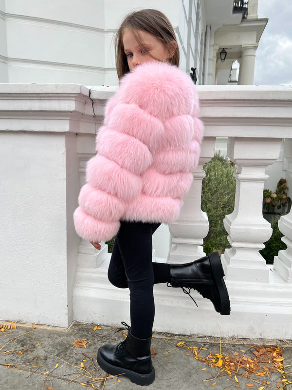 Childrens Baby Pink Luxury Fur Coat