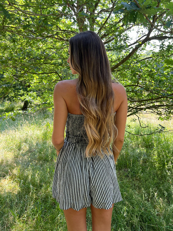 Sorrento Black Stripe Bandeau Playsuit
