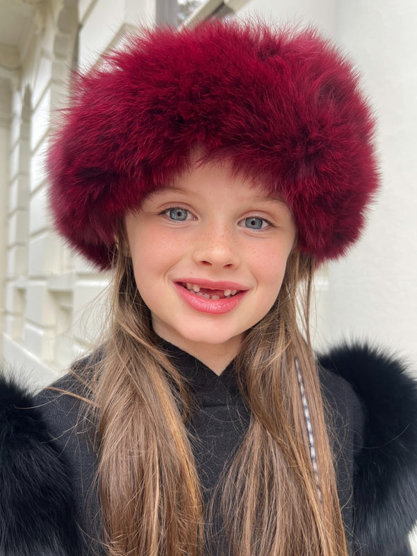 Babies Burgundy Luxury Fur Headband