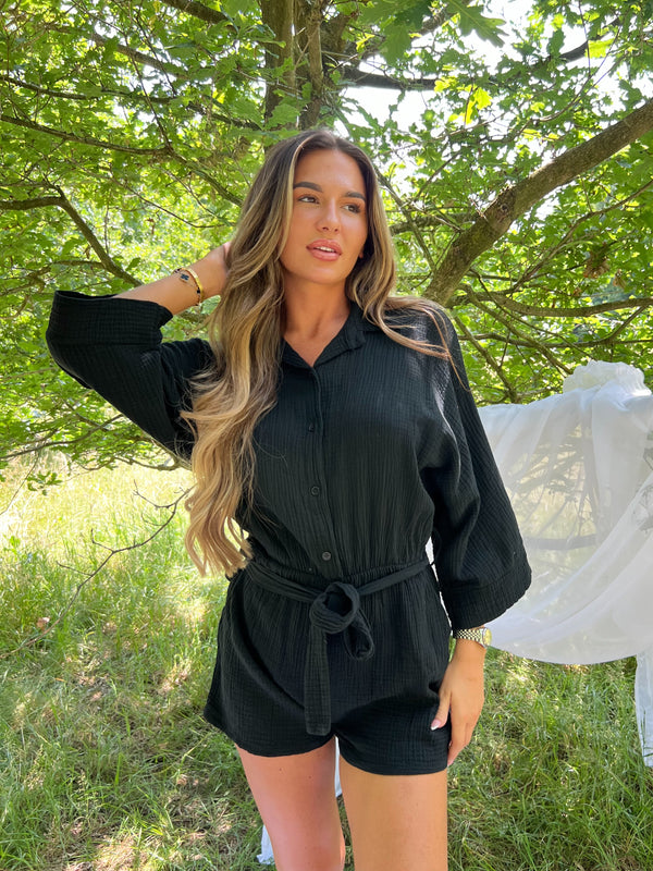 Sorrento Black Belted Playsuit