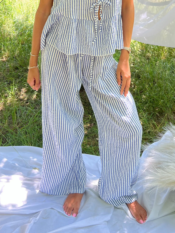 Sorrento Blue Stripe Drawstring Trousers
