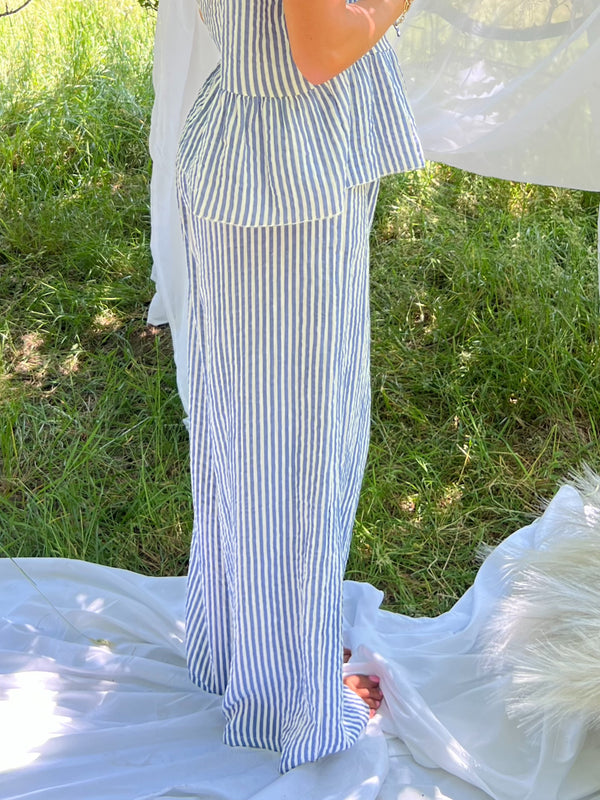 Sorrento Blue Stripe Drawstring Trousers